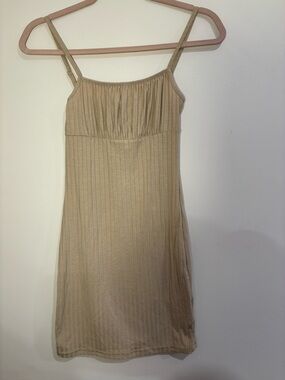 Streetwear Society Beige Ribbed Tank Dress